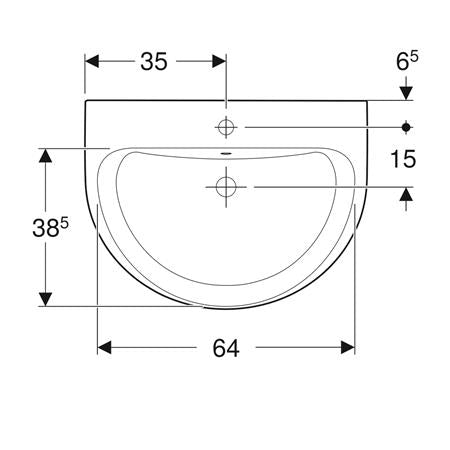 Geberit Renova Wastafel 70X52Cm M/Kraangat M/Overloop Wit