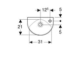 Geberit Renova Fontein Compact 36X25Cm Kraangat/R M/Overloop Wit