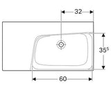 Geberit Xeno2 Wastafel 90X48Cm Z/Kr Z/Ol Aflegvlak Links Tect/Wit