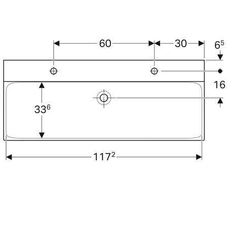 Geberit Xeno2 Wastafel 120X48Cm Kraangat/Links En Rechts Z/Ol Wit