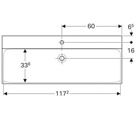 Geberit Xeno2 Wastafel 120X48Cm M/Kraangat Z/Overloop Wit