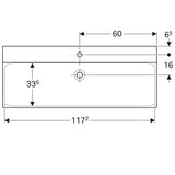 Geberit Xeno2 Wastafel 120X48Cm M/Kraangat Z/Overloop Wit