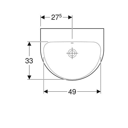 Geberit Renova Wastafel 55X45Cm Z/Kraangat M/Overloop Tect/Wit