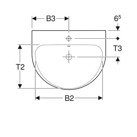 Geberit Renova Wastafel 55X45Cm Z/Kraangat Z/Overloop Tect/Wit