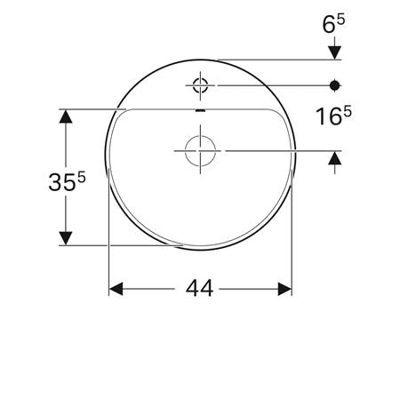 Geberit Variform Opbouwwastafel Rond Met Kraanbank 48Cm M/Ol Tect/Wit