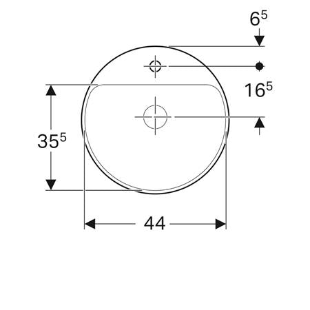 Geberit Variform Opbouwwastafel Rond Met Kraanbank 48Cm Z/Ol Tect/Wit