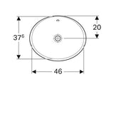 Geberit Variform Opbouwwastafel Ovaal 50X40Cm M/Overloop Tect/Wit