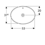 Geberit Variform Opbouwwastafel Ovaal 55X40Cm M/Overloop Tect/Wit