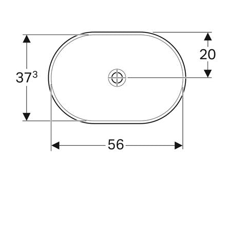 Geberit Variform Opbouwwastafel Ellipsvormig 60X40Cm Z/Ol Tect/Wit