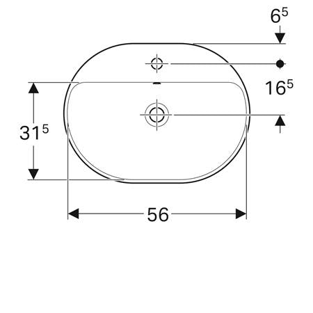 Geberit Variform Opbwst Ellipsvormig 60X45Cm M/Kraangat M/Ol Tect/Wit