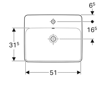 Geberit Variform Opbwst Rechthoekig 55X45Cm M/Kraangat M/Ol Tect/Wit