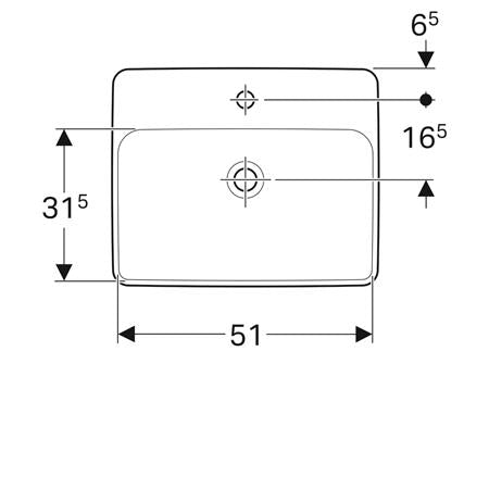 Geberit Variform Opbwst Rechthoekig 55X45Cm M/Kraangat Z/Overloop Wit