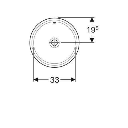 Geberit Variform Onderbouwwastafel Rond 39Cm M/Overloop Tect/Wit