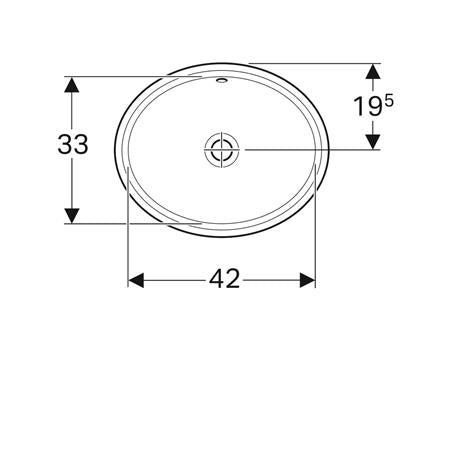 Geberit Variform Onderbouwwastafel Ovaal 42X42Cm M/Overloop Tect/Wit