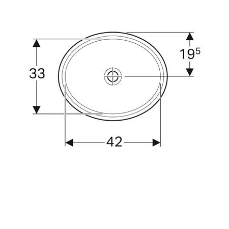 Geberit Variform Onderbouwwastafel Ovaal 42X42Cm Z/Overloop Tect/Wit