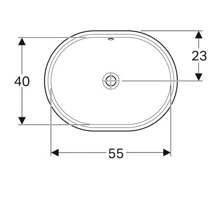 Geberit Variform Onderbouwwastafel Ellipsvormig 55X46Cm M/Ol Tect/Wit