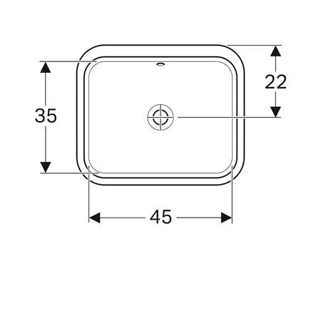 Geberit Variform Onderbouwwastafel Rechthoekig 45X44Cm M/Ol Tect/Wit