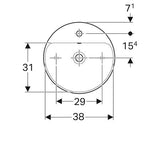 Geberit Variform Opzetwastafel Rond Met Kraanbank 45Cm M/Ol Tect/Wit