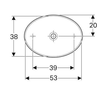 Geberit Variform Opzetwastafel Ovaal 55X40Cm Z/Overloop Tect/Wit