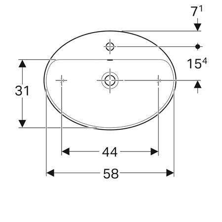 Geberit Variform Opzwst Ovaal 60X45Cm M/Kraangat M/Overloop Tect/Wit