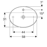 Geberit Variform Opzwst Ovaal 60X45Cm M/Kraangat M/Overloop Tect/Wit