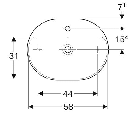 Geberit Variform Opzwst Ellipsvormig 60X45Cm M/Kraangat M/Ol Tect/Wit