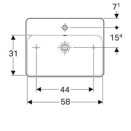 Geberit Variform Opzwst Rechthoekig 60X45Cm M/ Kr M/Overloop Tect/Wit