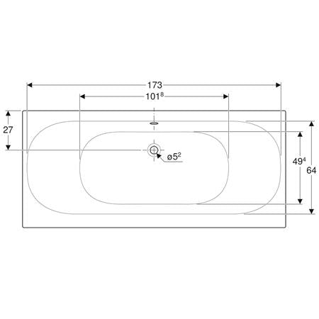 Geberit Soana Rechthoekig Bad Smalle Rand Duo 180X80Cm