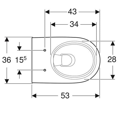 Geberit 300 Basic Wcl 28 Diepspoel Ged. Verd. Rf 36X53Cm Tect/Wit