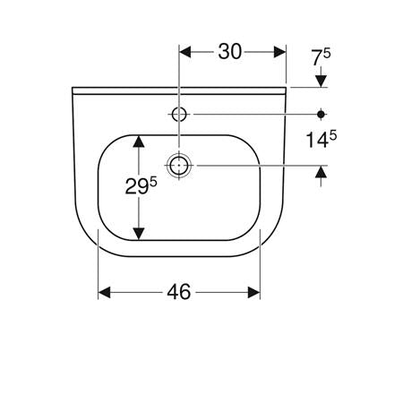 Geberit 300 Basic Wastafel 60X475Cm M/Kraangat M/Overloop Tect/Wit