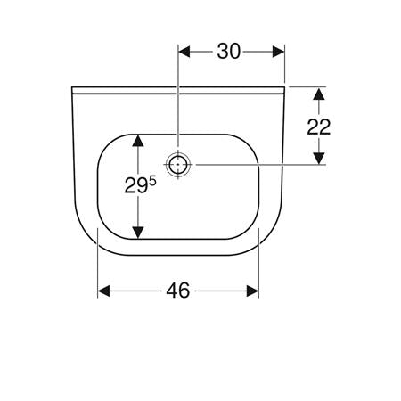 Geberit 300 Basic Wastafel 60X475Cm Z/Kraangat M/Overloop Wit