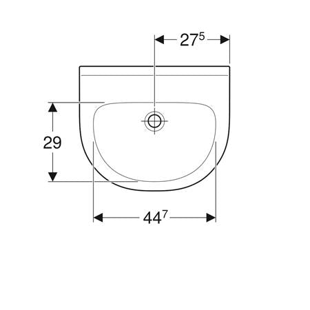 Geberit 300 Basic Arco Wastafel 55X45Cm Z/Kraangat M/Overloop Wit