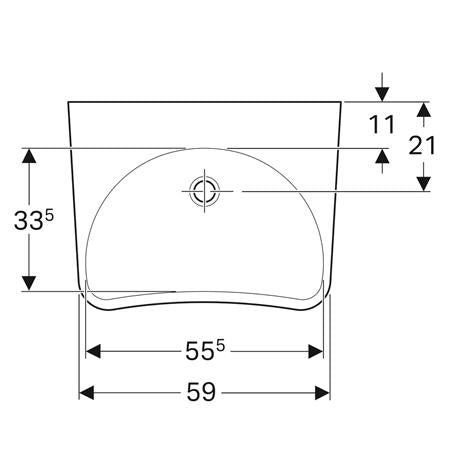 Geberit 300 Comfort Paracelsus Wastafel Miva 64X49Cm Z/Kr Z/Ol Wit