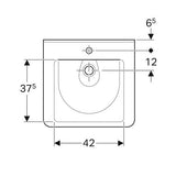 Geberit 300 Comfort Square Wastafel Miva 55X525Cm M/Kraangat Z/Ol Wit