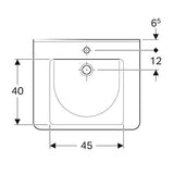 Geberit 300 Comfort Square Wastafel Miva 65X55Cm M/Kr M/Ol Tect/Wit