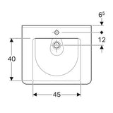 Geberit 300 Comfort Square Wastafel Miva 65X55Cm M/Kr Z/Ol Tect/Wit