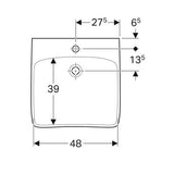 Geberit 300 Comfort Wastafel Miva 55X55Cm M/Kraangat Z/Overloop Wit