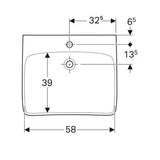 Geberit 300 Comfort Wastafel Miva 65X55Cm M/Kraangat Z/Overloop Wit