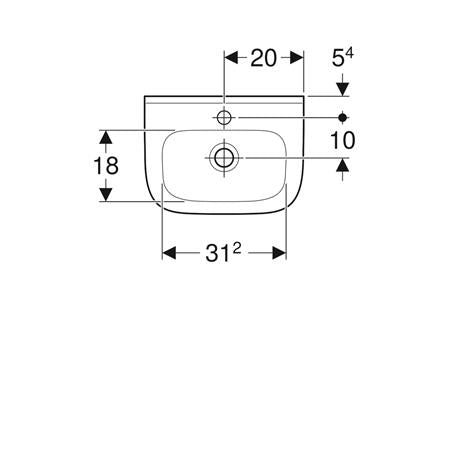 Geberit 300 Basic Fontein 40X25Cm Kraangat/M M/Overloop Wit