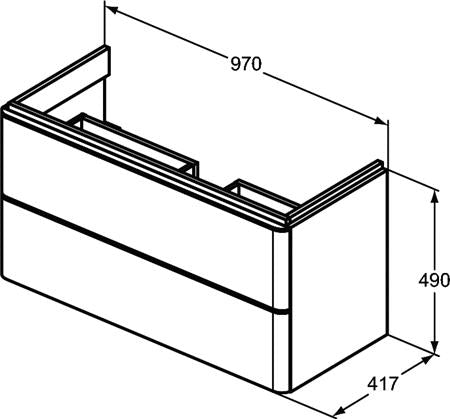 Ideal Standard Strada Ii Wastafelmeubel 970X417X490Mm Met 2 Laden Glanzend Wit