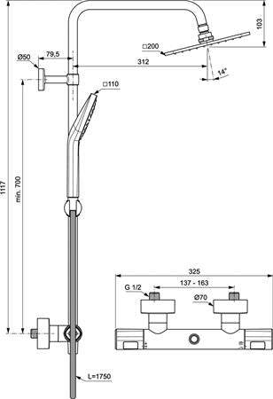 Ideal Standard Ceratherm T100 Douchesysteem Met Douchethermostaat Chroom