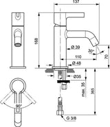 Ideal Standard Joy Wastafelmengkraan 5 L/Min Zonder Waste Magnetic Grey