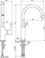 Ideal Standard Joy Wastafelmengkraan 5 L/Min Hoge Uitloop Zonder Waste Magnetic Grey