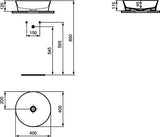 Ideal Standard Ipalyss Opbouwwastafel 400X400X115Mm Rond Zonder Kg Zonder Ol Gl Bl