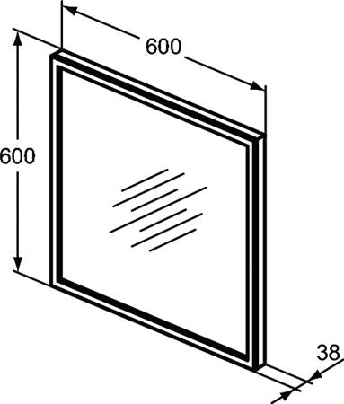 Ideal Standard Conca Spiegel Vierkant 60Cm Met Led Verlichting Omlijsting Zwart