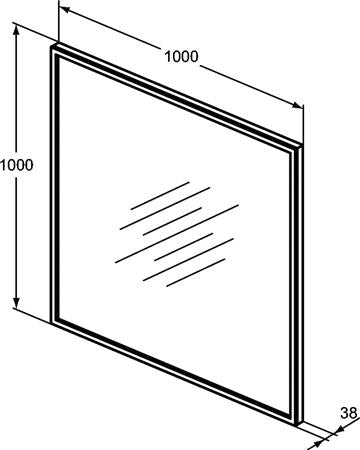 Ideal Standard Conca Spiegel Vierkant 100Cm Met Led Verlichting Omlijsting Zwart