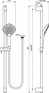 Ideal Standard Idealrain Evo Jet Glijstangcomb 90Cm 3F Handd Diamond 134Mm Chroom