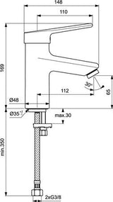 Ideal Standard Ceraplus 2 Wastafelmengkraan Met Greep Zonder Waste Chroom