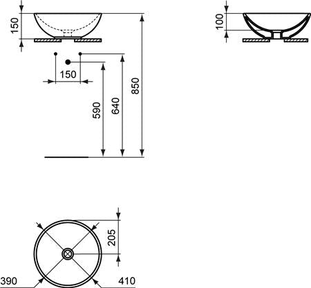 Ideal Standard Strada O Opbouwwastafel 410X410X150Mm Rond Zonder Kg Zonder Ol Gl Wit