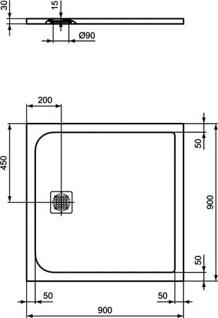 Ideal Standard Ultra Flat Solid Douchevloer 900X900X30Mm Vierkant Betongrijs